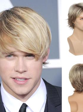 Men's Partial Brown-gold Mixed lor Short Wig,  Direct Sales,