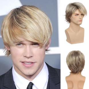 Direct Brown lor Short Mixed Partial gold Sales Men Wig