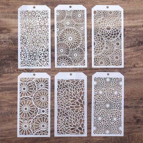 6 PCS DIY Craft Poppy Tropical Leaf Stencil for DIY Scrapboo