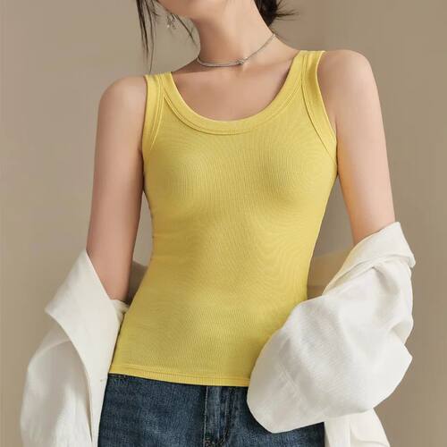 Women's Summer Sleeveless Suspender Vest Solid Color Slim Fi