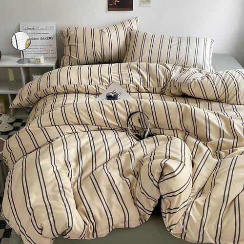 Stripe Bedding Comforter Set with Pillowcase bed sheet Singl