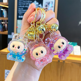 卡通公仔玩偶水晶流沙瓶钥匙扣精致可爱女生包包挂件情侣钥匙链男