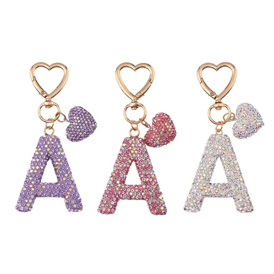 镶钻26英文字母钥匙扣包包挂件