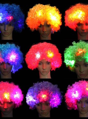 LED发光假发爆炸头套酒吧派对舞台演出gogo头饰儿童气氛道具男女