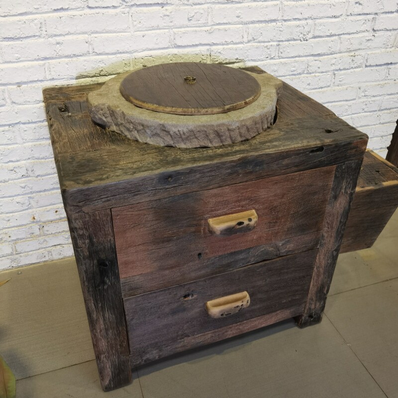 老船木小鱼缸 实木老石头鱼缸可订做 老木头老石头小鱼生态鱼缸