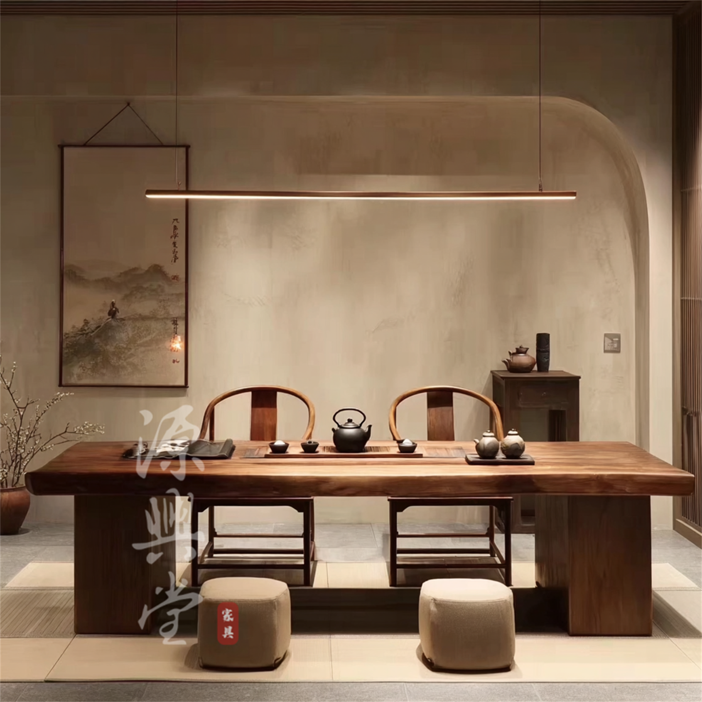 源兴堂宋式实木茶桌椅组合榫卯结构茶室家用宋式风格矮茶桌,住宅家具,家用茶台/茶桌,淘宝优惠券,粉丝福利购,淘宝优惠卷