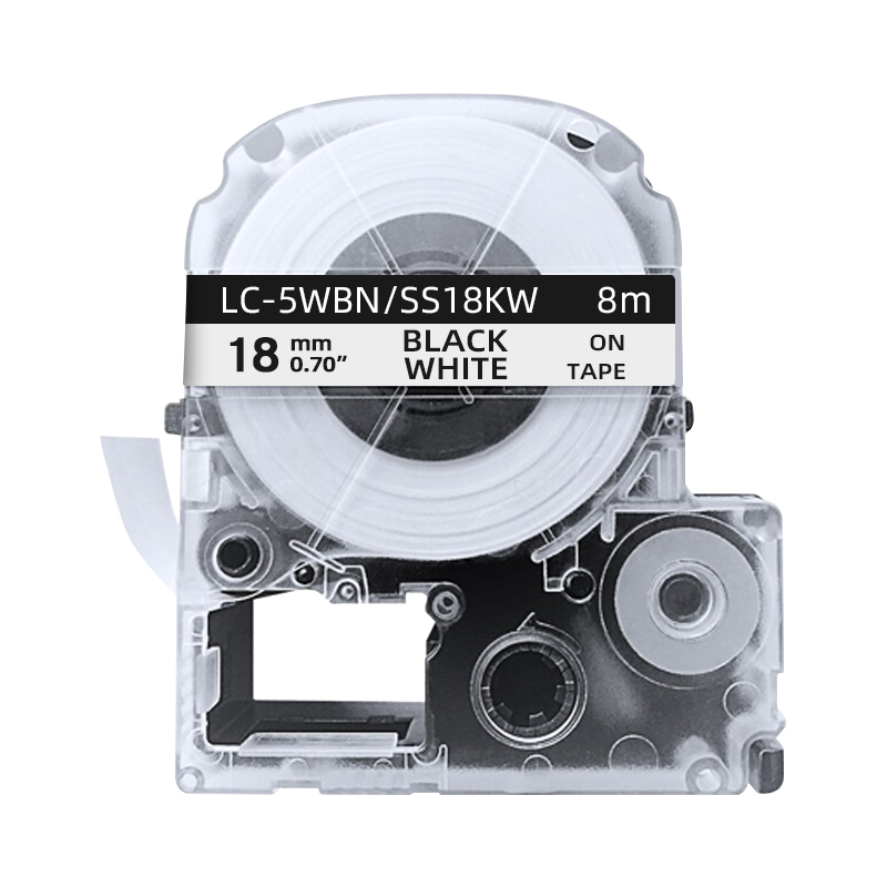 创硕TECHAIN KJM/PTe-241/SS18KW/LC-5WBN标签色带白底黑字18mm宽 适用LW-400 C410 SR230