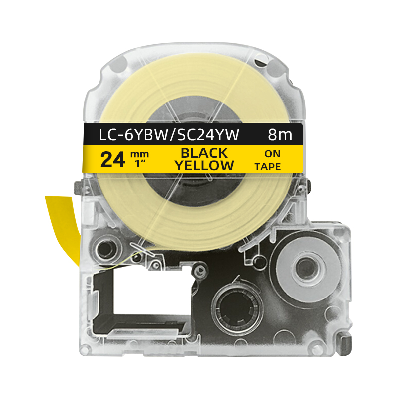 创硕TECHAIN KJM/PTe-651/SC24YW/LC-6YBW标签色带黄底黑字24mm适用LW-700 600P 1000P SR530C 5900P
