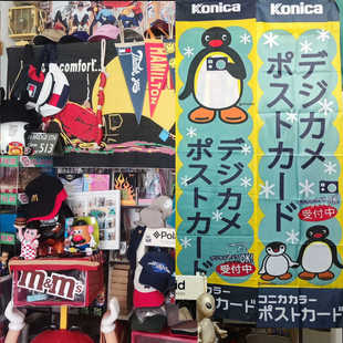 Konica柯尼卡pingu企鹅广告挂布宣传挂布日式 挂毯 背景布中古风格