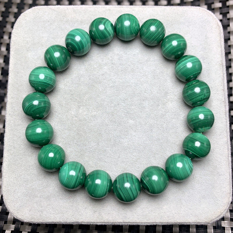 天然孔雀石手链6-12mm千层纹路凤凰石情侣款单圈手串水晶饰品礼物