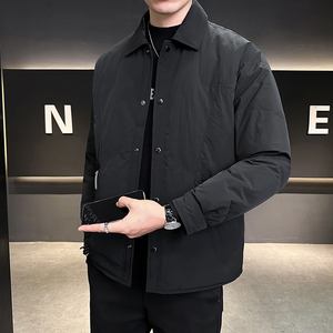 翻领白鸭绒羽绒服男冬季2024新款潮牌高端口袋拉链设计轻薄外套