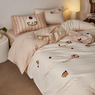 A类高级感可爱卡通风混搭秋冬磨毛四件套儿童三件套南通家纺床品