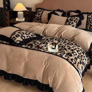 兔绒牛奶绒床上四件套2025新款 珊瑚绒轻奢美拉德床单被套床品 冬季