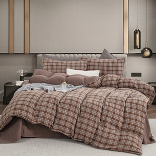 纯棉加厚双层纱四件套全棉秋冬 美拉德色糯亲肤A类纯棉纱布四件套