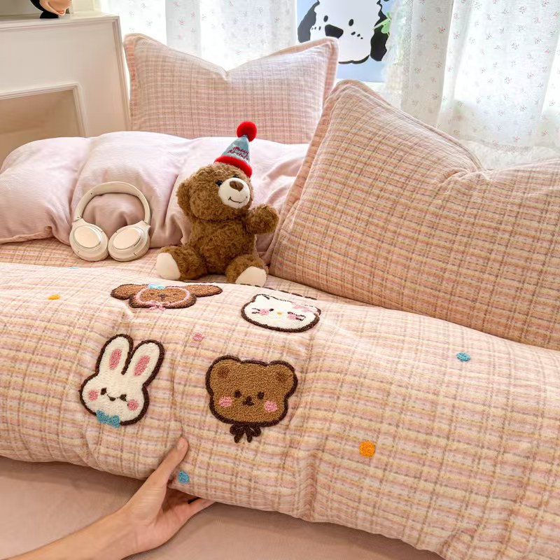 儿童牛奶绒被套单件200x230卡通A类加厚冬季珊瑚绒面宿舍被单被罩