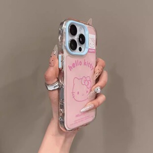 适用于苹果15promax手机壳ins风多巴胺果冻胖妹iPhone16promax可爱KY猫14简约13爆款HelloKitty猫15粉色16pro
