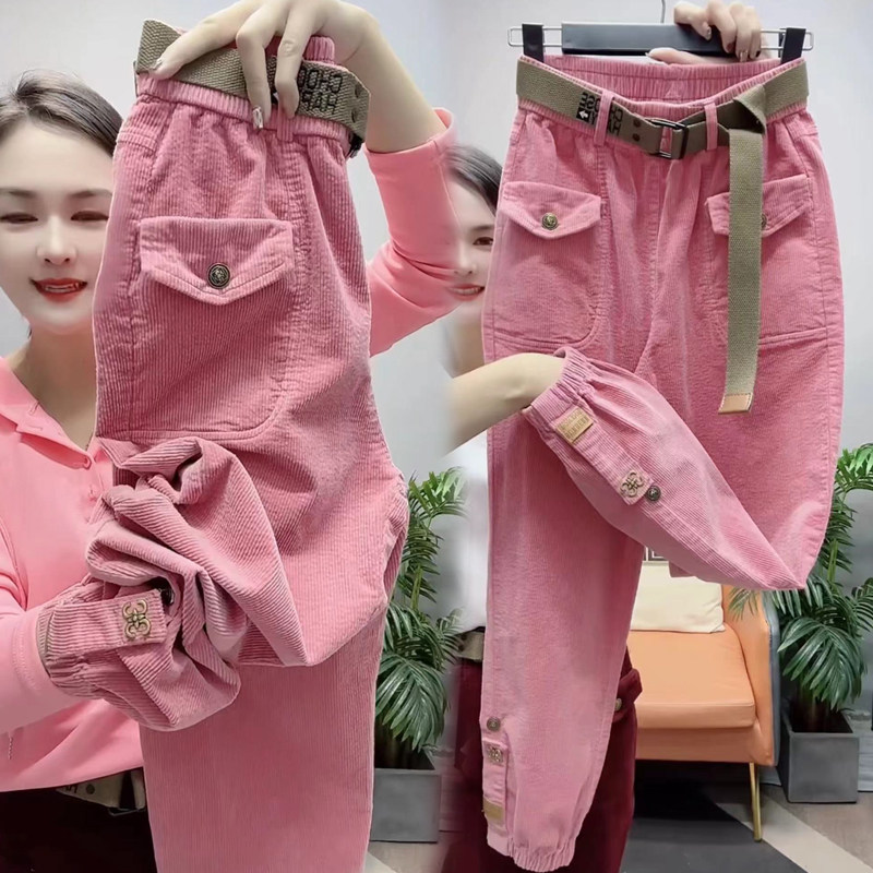 灯芯绒休闲裤女2023秋冬季新款束脚裤百搭显瘦哈伦裤网红款条绒裤,女装/女士精品,休闲裤,淘宝优惠券,粉丝福利购,淘宝优惠卷