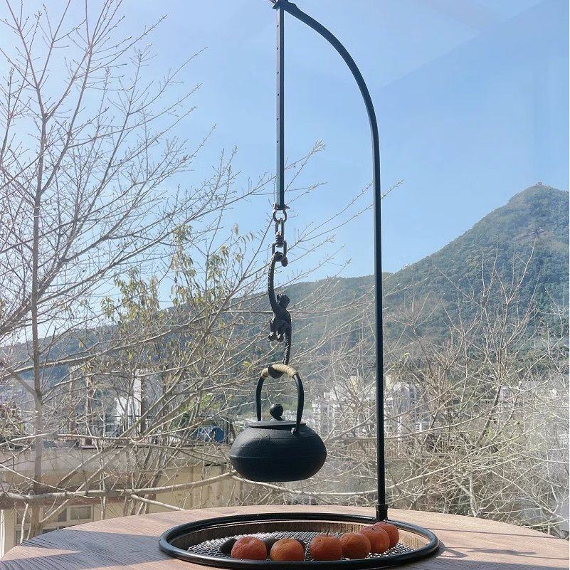 茶室围炉煮茶挂钩桌面台式自在钩吊壶茶壶架日式铁艺悬吊铁壶铸铁,餐饮具,煮茶炉,淘宝优惠券,粉丝福利购,淘宝优惠卷