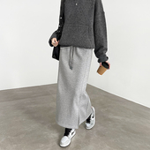 高级感包臀一步裙直筒加绒加厚长款 灰色冬季 半身裙女2024新款 卫裙