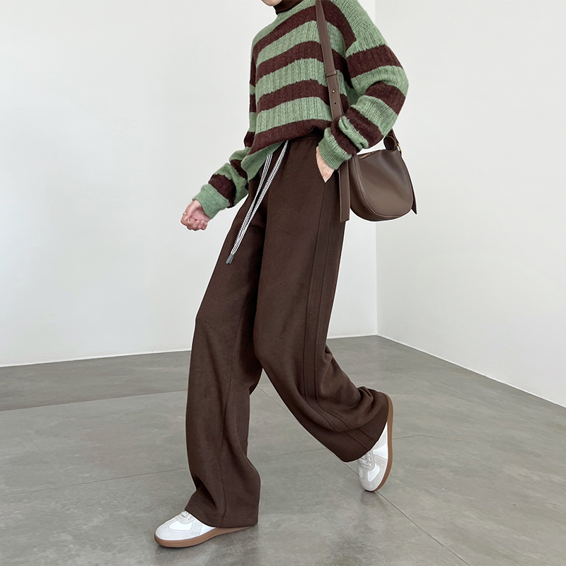秋冬新款高腰显瘦直筒羊毛阔腿裤