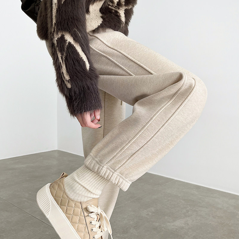 加绒束脚卫裤女冬季2025新款加厚保暖显瘦哈伦宽松直筒休闲运动裤,女装/女士精品,休闲裤,淘宝优惠券,粉丝福利购,淘宝优惠卷