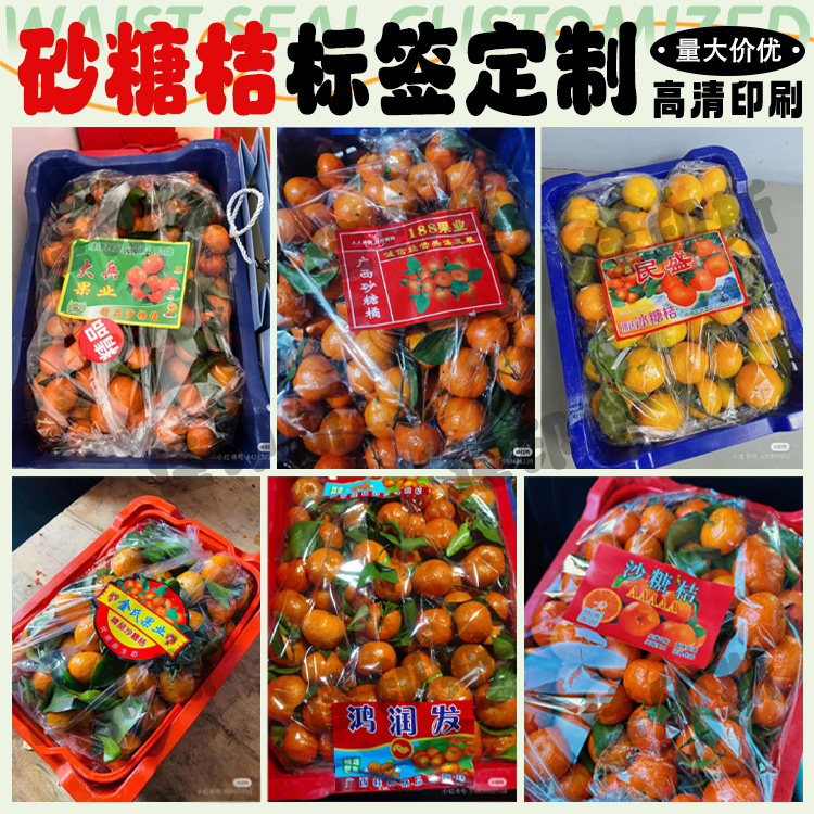 定制砂糖桔标签皇帝柑粑粑柑沃柑商标蜜橘南丰桔不干胶贴纸设计