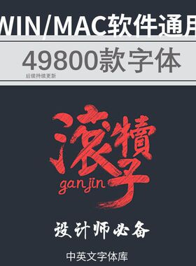 ps字体库下载中文英文字库ppt cdr手写毛笔艺术ai广告设计素材mac