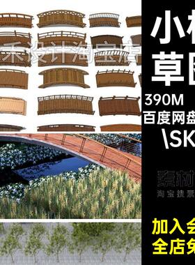 景观吊桥.SKP草图小湿地大师公园20套木结构现代.SKP道桥木桥SU