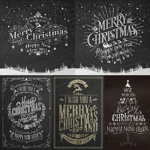 JR11欧美黑板粉笔风格 海报模板AI矢量设计素材 圣诞节英文字母排版