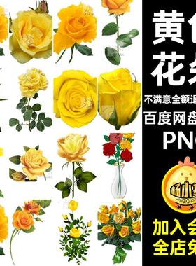 玫瑰花免抠PNG黄色花瓣pngps花束剪影情人节手绘素材50款图片素材