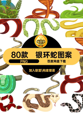 卡通银环蛇PNG元素眼镜蛇素材手80款免电子抠图片透明扣账图