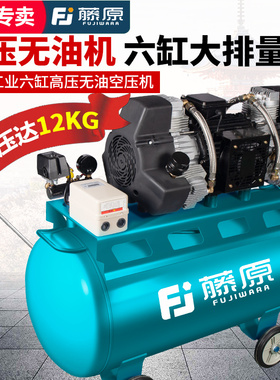 藤原工业级大型12bar高压无油气泵220v380V喷漆汽修大排量空压机