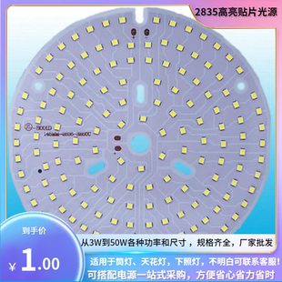 2835光源天花灯维修筒灯替换灯板白光暖白高亮室内灯芯LED圆灯片