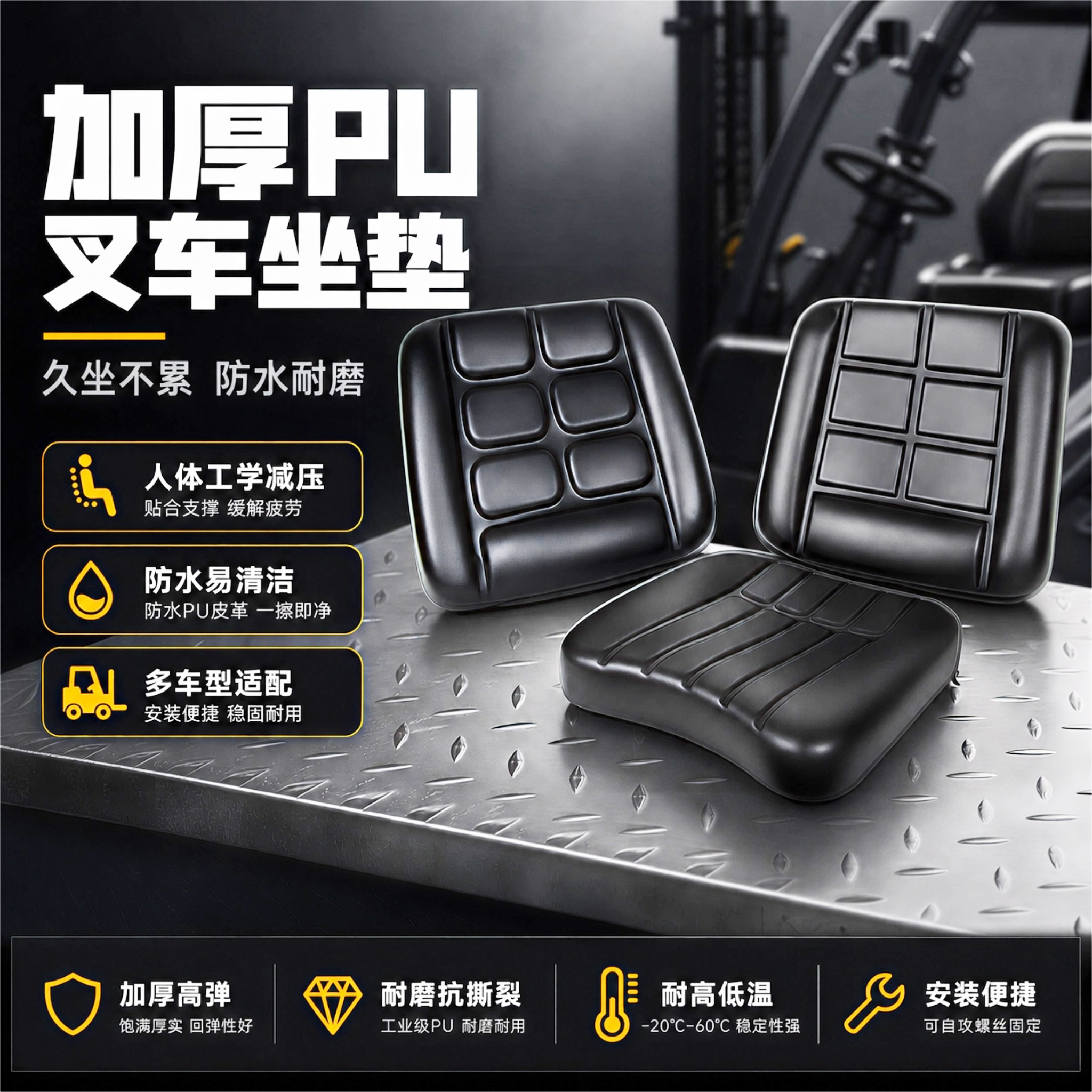 叉车装载机通用单座坐垫图片