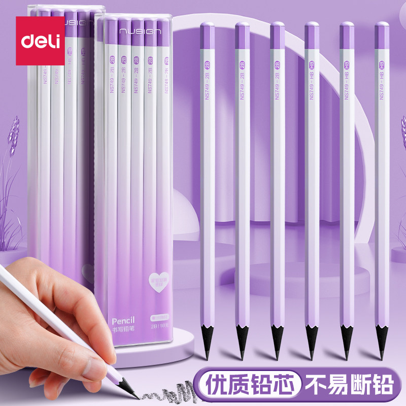 得力葡萄香味黑木铅笔小学生专用橡皮日光轻语安全无铅毒得力一二年级考试涂卡绘画书写六角杆铅笔新品高颜值,文具电教/文化用品/商务用品,铅笔/自动铅笔,淘宝优惠券,粉丝福利购,淘宝优惠卷