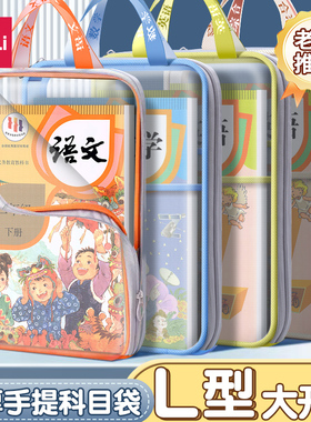 得力加厚分类科目袋学生L型文件袋学科袋拉链式文件包手提网纱大开口书袋作业补习袋试卷收纳袋档案资料小袋
