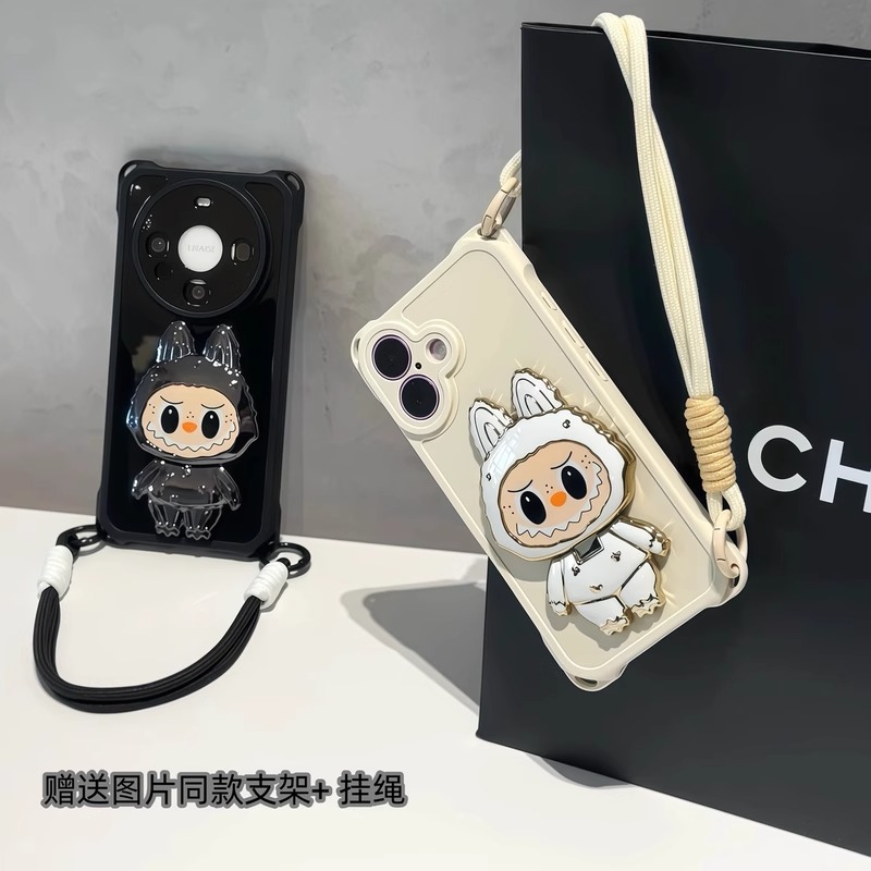 适用于苹果手机壳镜子支架双挂绳