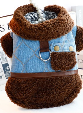 狗狗衣服秋冬装厚款猫咪绗缝牛仔夹克棉衣小型犬泰迪比熊宠物6947