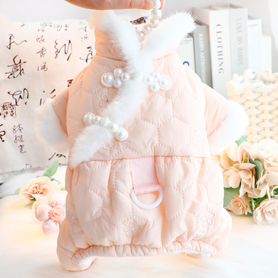 狗狗衣服秋冬装厚款中式立领旗袍四腿牵引棉衣小型犬泰迪宠物6366