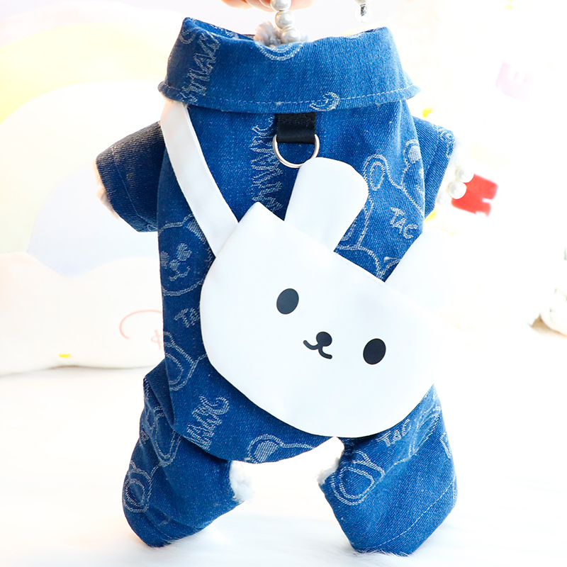 Accope狗狗时尚牛仔四腿棉衣