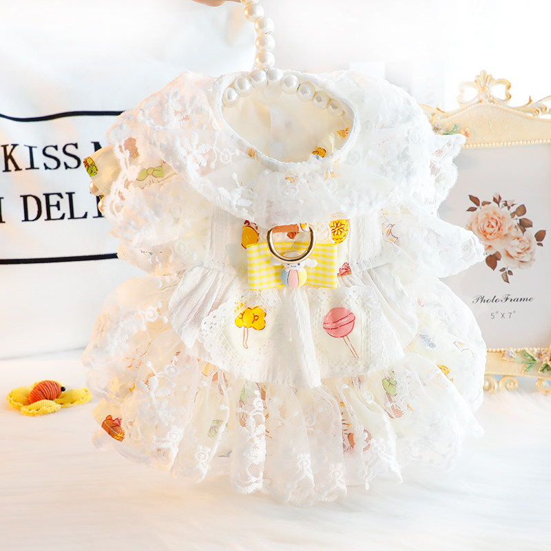 狗狗衣服春夏装猫咪公主裙子黄色玉桂狗洛丽塔小型犬泰迪宠物4696