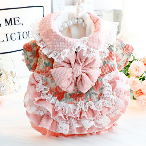 Accope猫咪狗狗牵引碎花洛丽塔