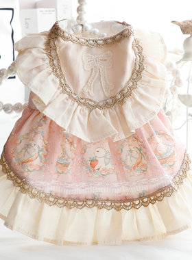 狗狗衣服春秋装猫咪公主裙高定洛丽塔金边兔子小型犬泰迪宠物3679