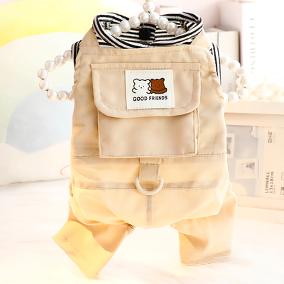 狗狗衣服春秋装薄款立体口袋四腿可牵引背带裤小型犬泰迪宠物6783