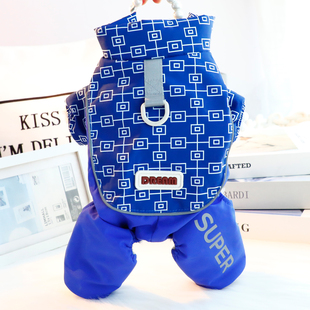 狗狗衣服秋冬装 酷风印花四腿牵引棉衣小型犬泰迪比熊宠物7466 厚款