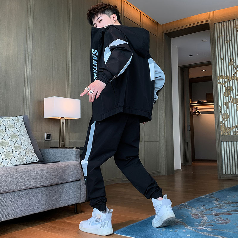 青少年外套男秋季套装初中学生秋装夹克潮流男装一套搭配衣服帅气