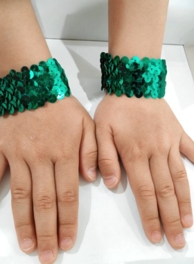 六一儿童节幼儿园节日表演欧美时尚亮片2.5cm松紧手环手腕带手饰