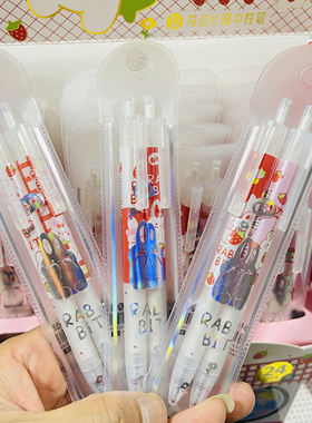 F2-1-2歌之美萌兔兔2支袋装按动黑色0.5mm中性笔学生卡通动漫女生