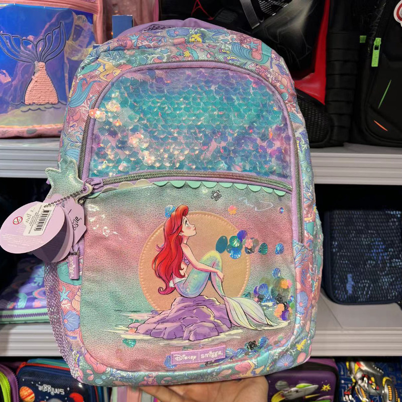 直邮现货澳洲smiggle文具小学生美人鱼书包灰姑娘款双肩背包