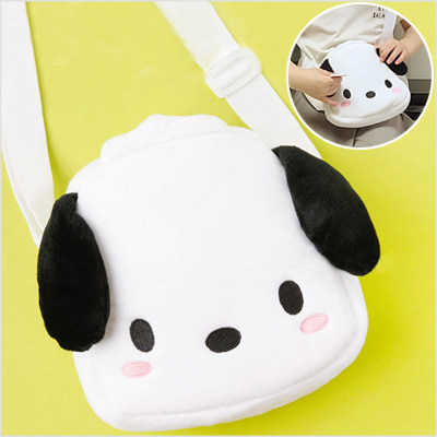 韩国代购sanrio帕恰狗少女斜挎包pochacco玩偶毛绒收纳包儿童小包